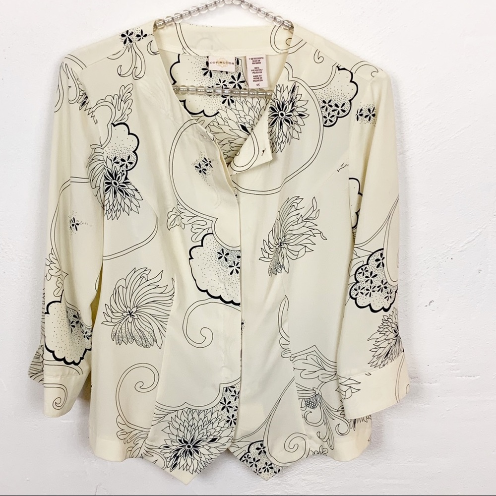 Covington l Floral Print Button Down Blouse
